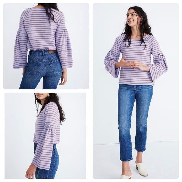 Madewell Tops - Madewell K4434 Shirred Sleeve Sailor Top size XS
